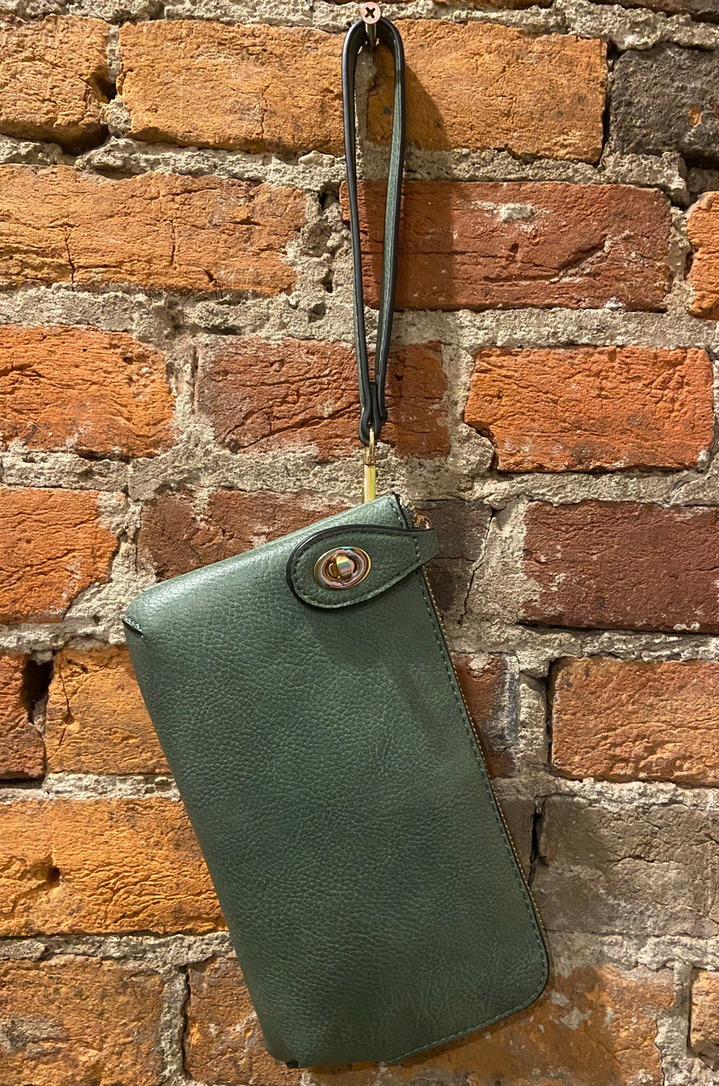 Handbag with Shoulder/Cross-Body Strap in Moss