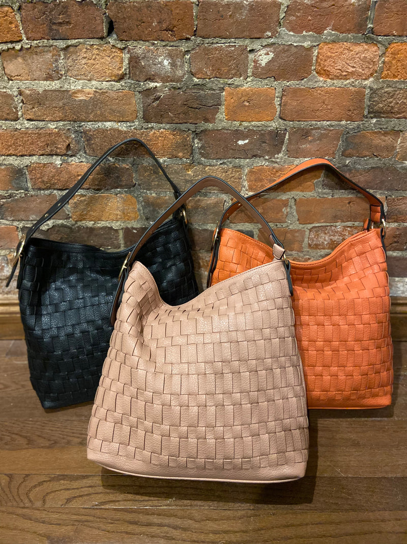Woven Tote with Gold Accents