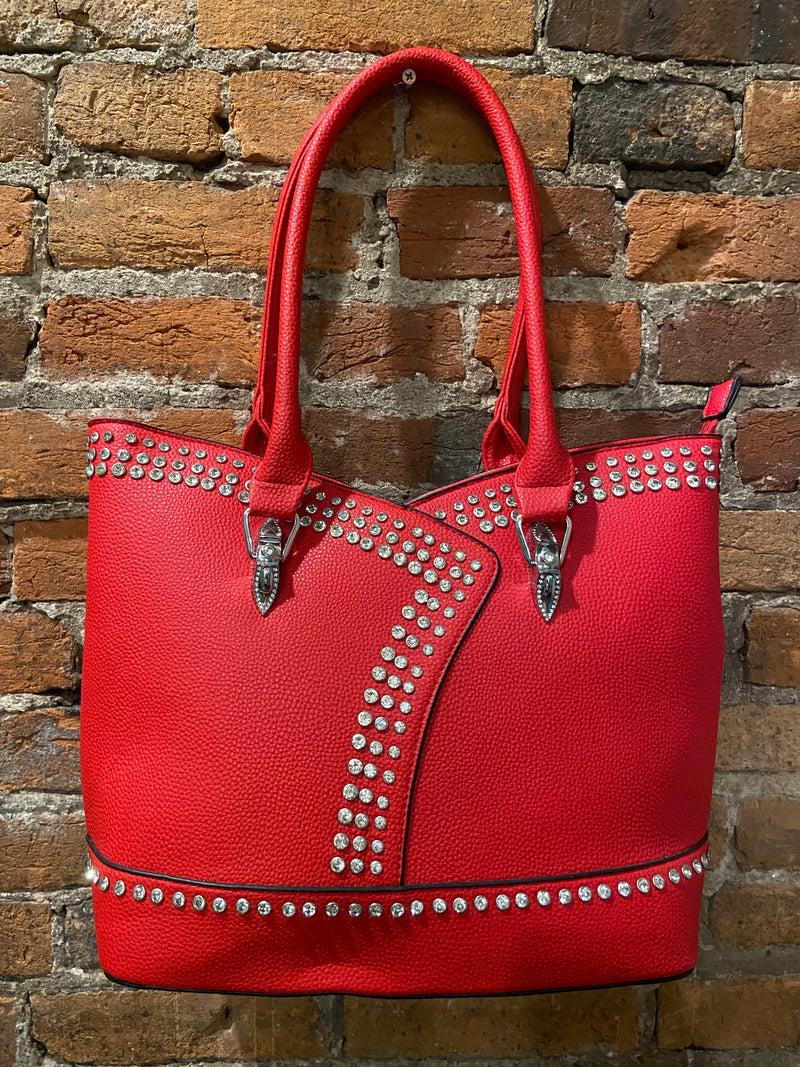 Bedazzled Tote in Ruby Red