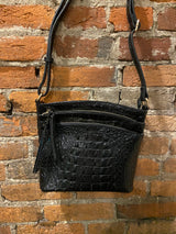 Alligator Shoulder/Crossbody Bag in Black, Chocolate and Luggage