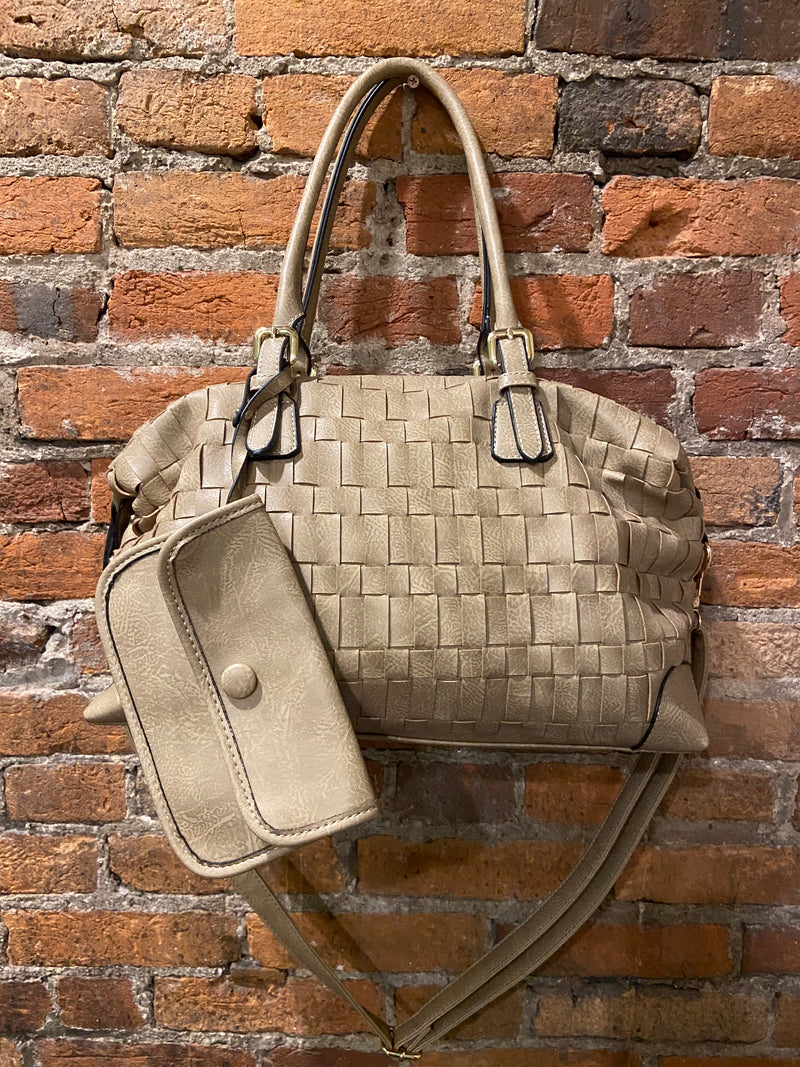 Woven Beige Bag with Wallet