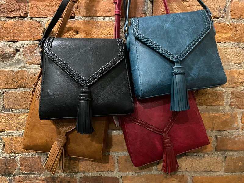 Fringe Crossbody in Black, Nude, Red and Midnight Teal